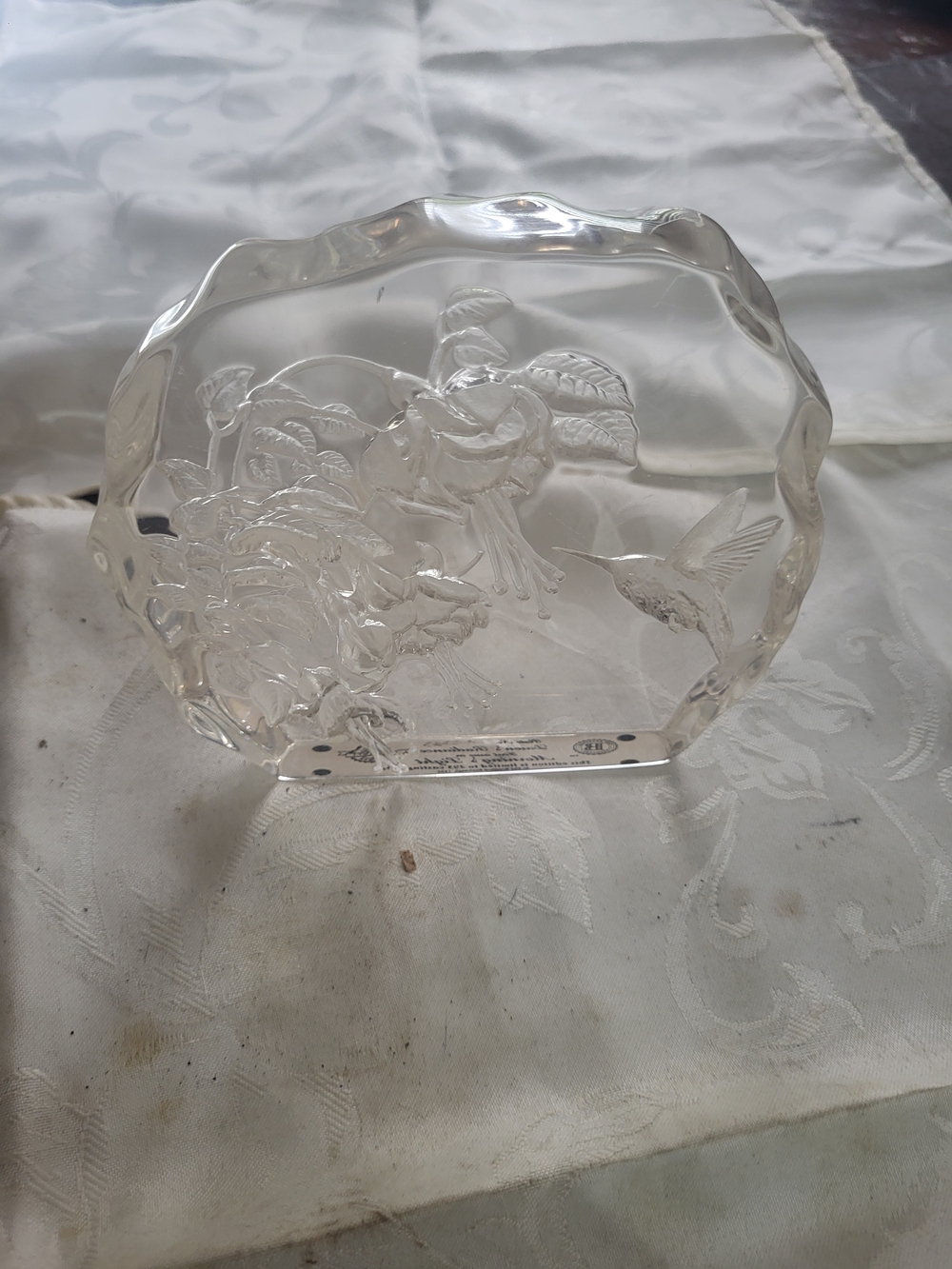 The Bradford Exchange Clear Glass Hummingbird & Floral Sculpture